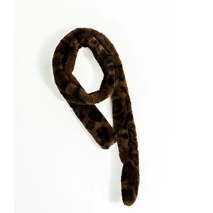 NEW NWT VIOLET & BROOKS Aspen XL Faux Fur Scarf Brown Leopard